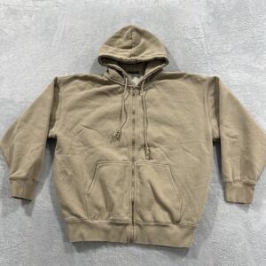 Brandy Melville Full Zip Sweatshirt Hoodie Women OS Beige Baggy Greeks go Green